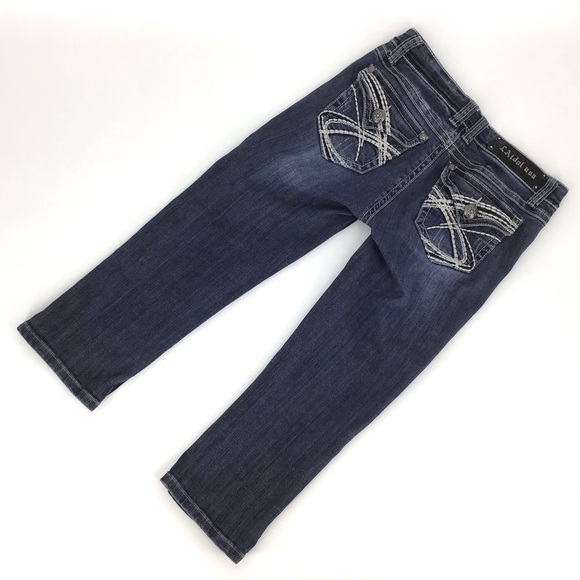 L.A. idol Cropped Dark Blue Wash Jeans, 29 - Picture 2 of 16